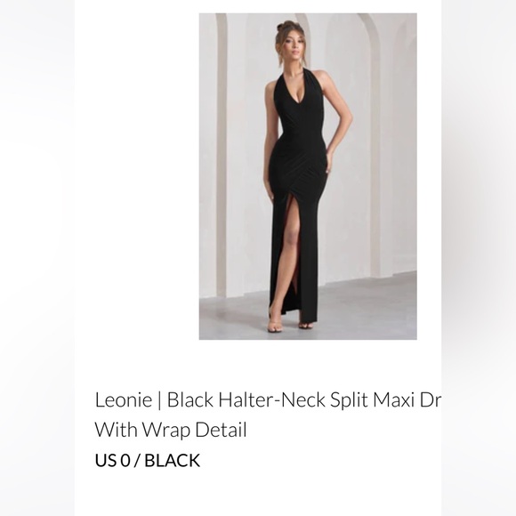 Club L London | Dresses | Club London Leonieblack Halterneck Split Maxi Dress With Wrap Detail | Poshmark Club L London | Dresses | Club London Leonieblack Halterneck Split Maxi Dress With Wrap Detail | Poshmark